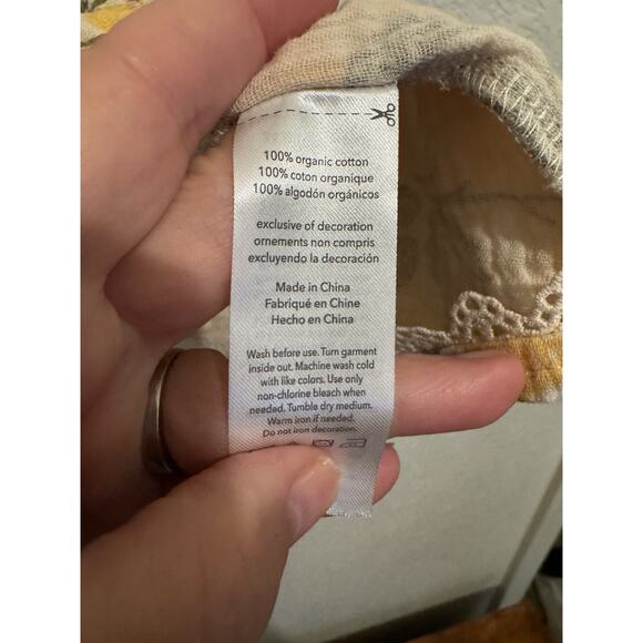 Women’s Lemon Organic Cotton Pajama Set Loungewear Textured Gauze Ruffle Size L - Picture 12 of 13